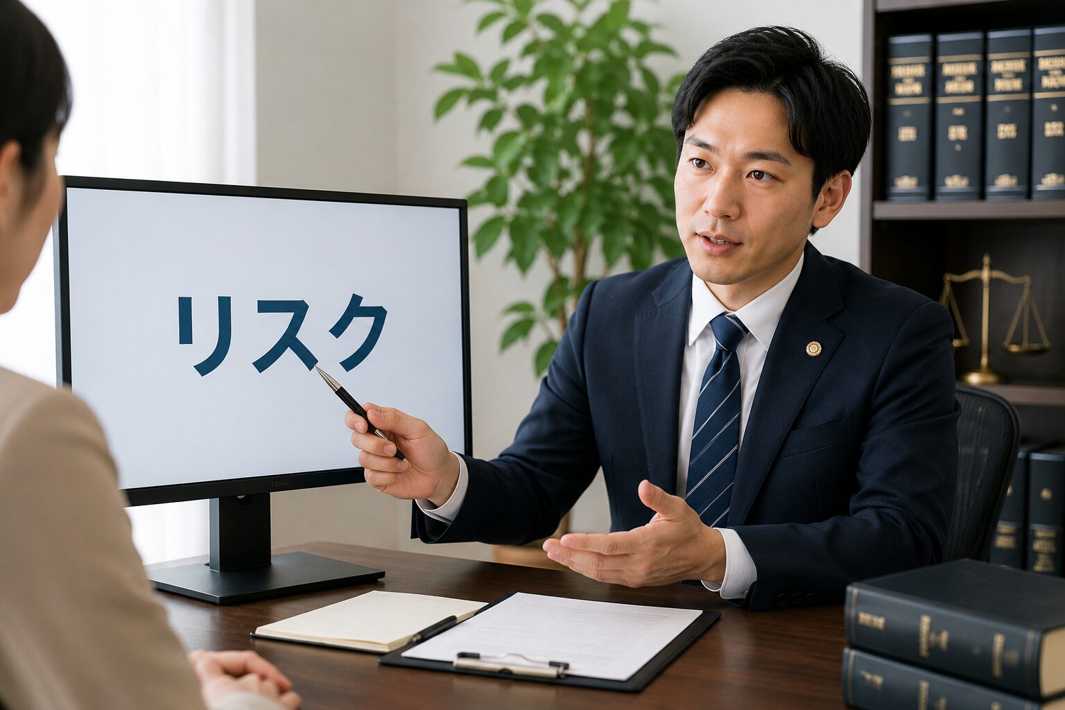 弁護士がリスクを解説している様子