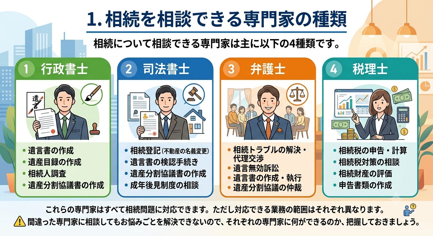 相続を相談できる専門家の種類