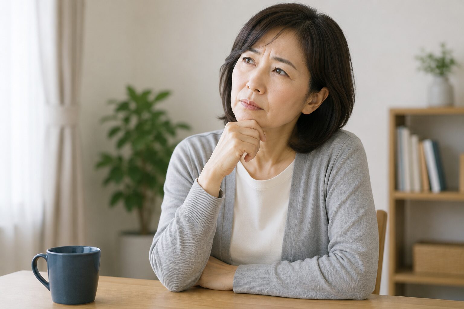 考え事をしている女性