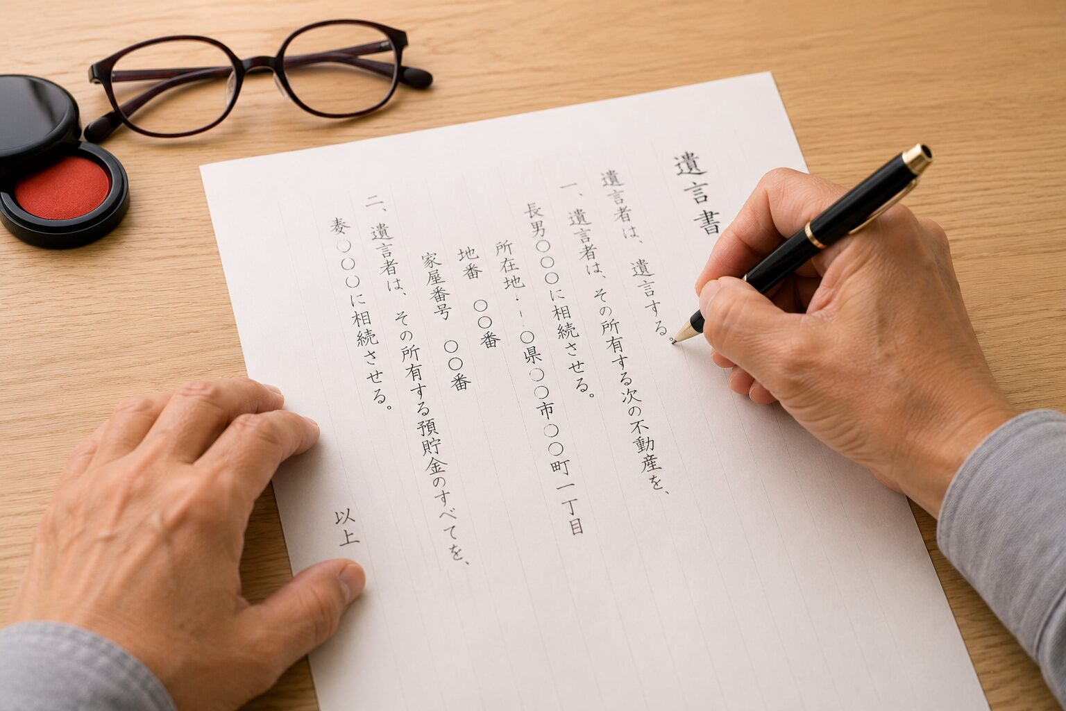 遺言書を書いてる人の様子