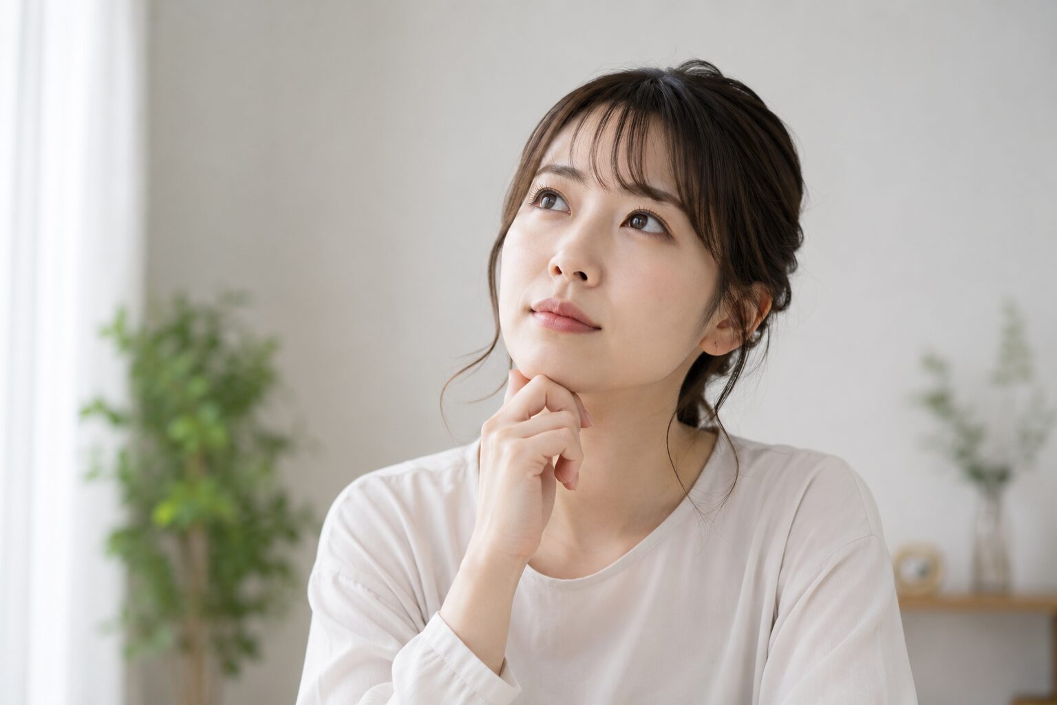 考え事をしている女性