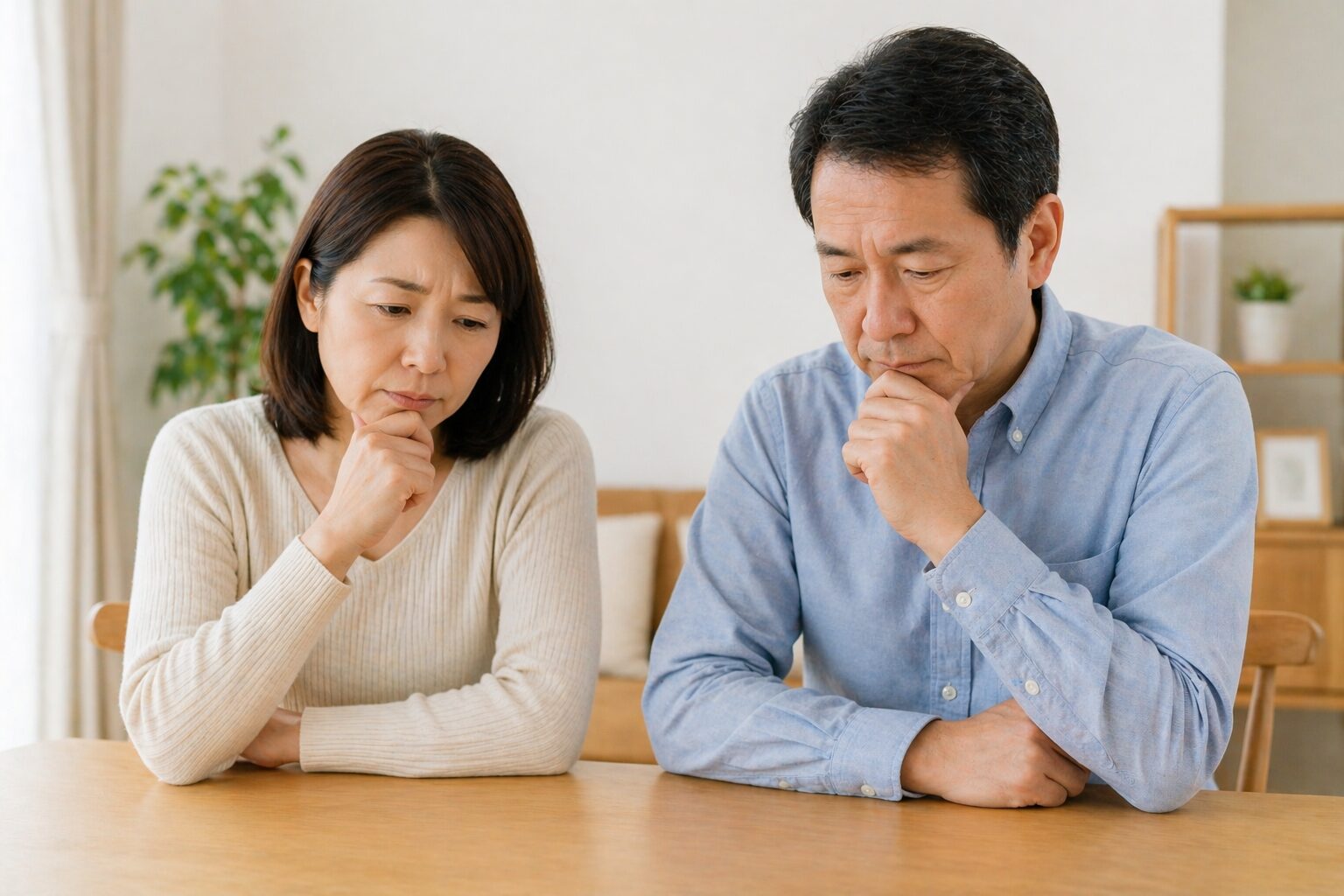 夫婦が考え事をしている様子