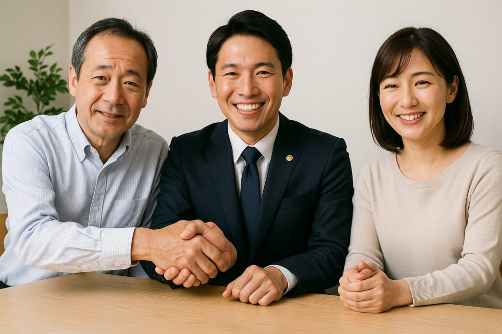 遺産分割が円満に解決した様子