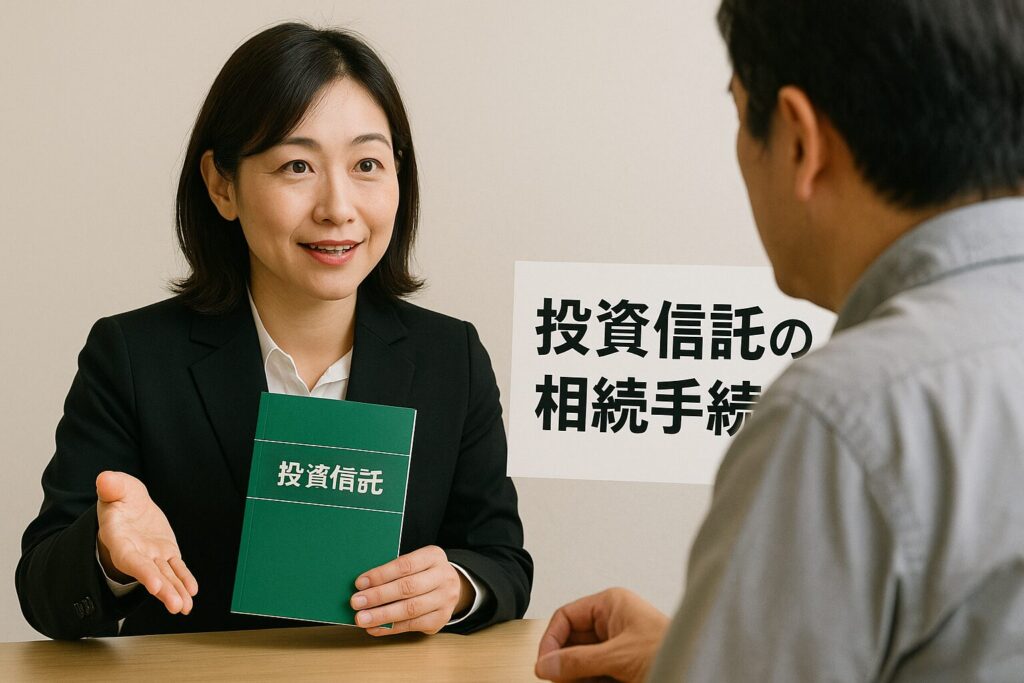 投資信託の相続手続きをしている様子