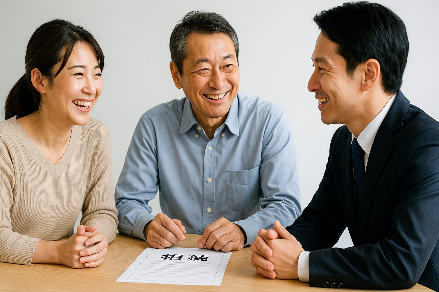 にこやかに相続の話し合いをしている様子