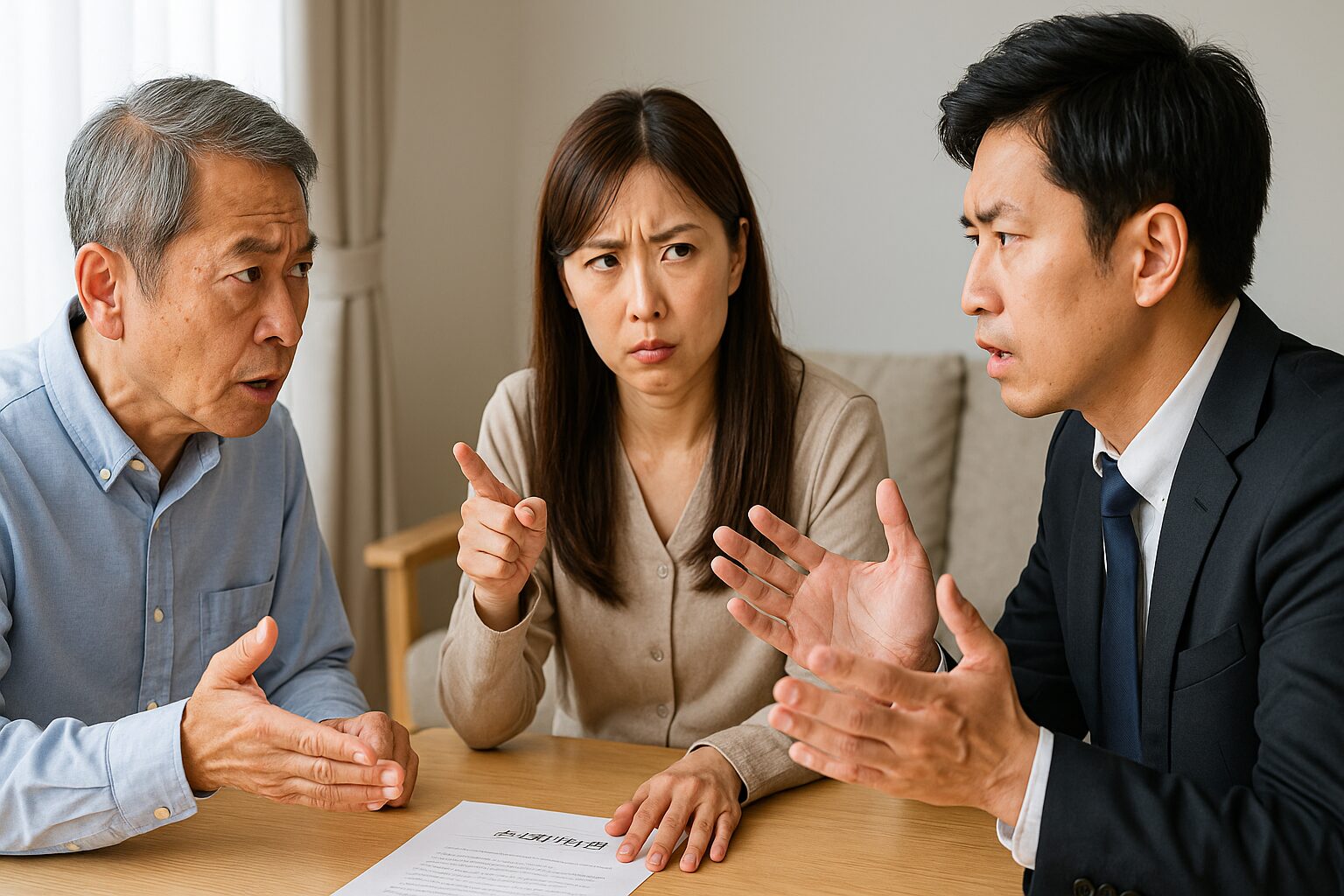 遺産分割協議で揉めてる様子