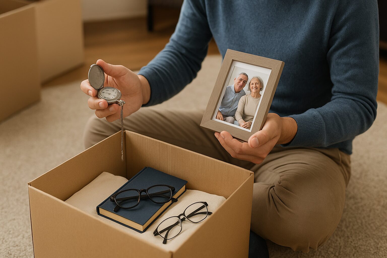 遺品整理をしている様子