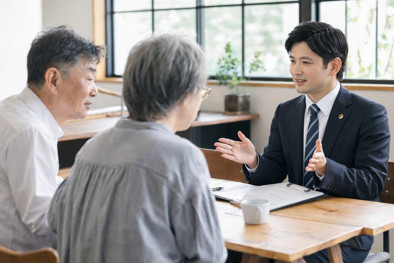 弁護士と話し合いをしている様子
