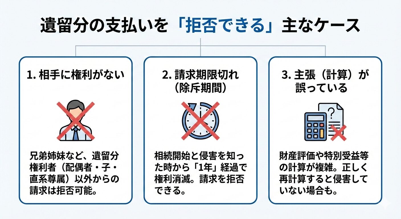 遺留分の支払いを「拒否できる」ケース