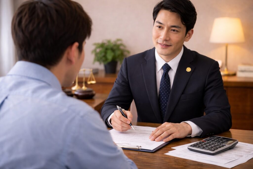 弁護士に相談している様子