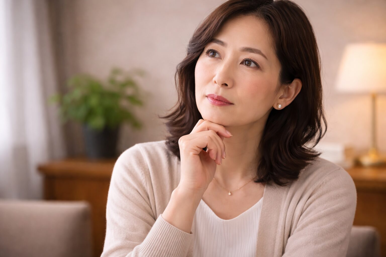 考え事をしている女性