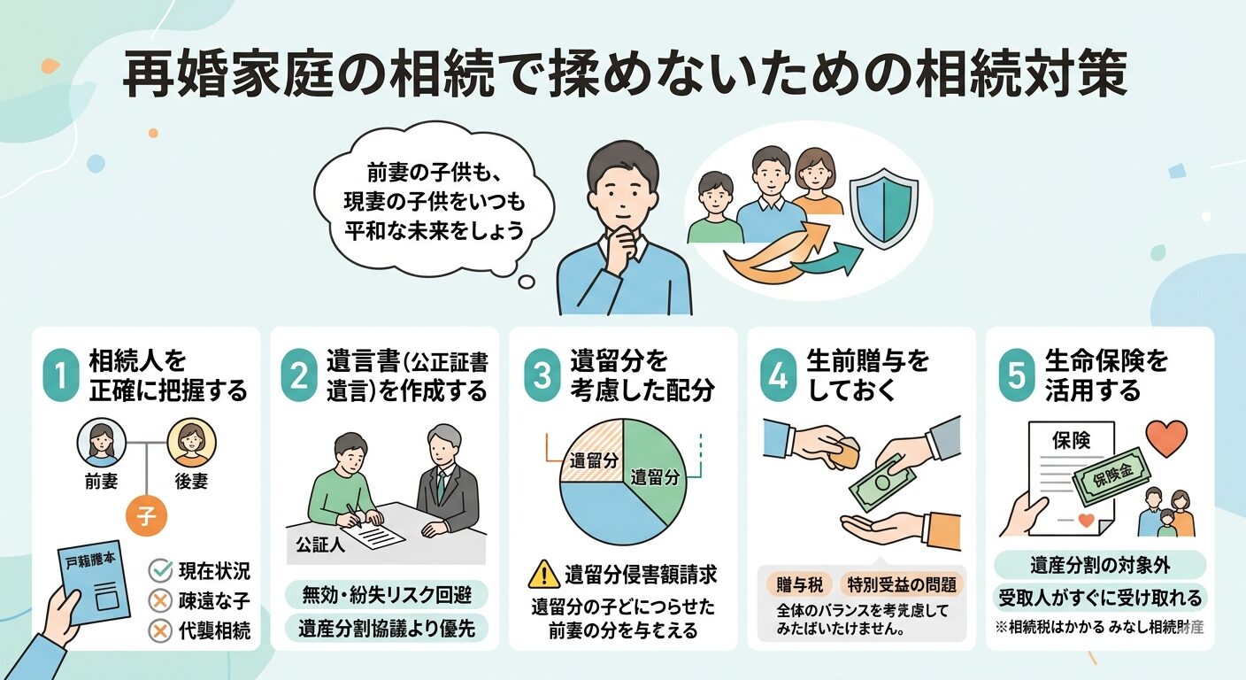 再婚家庭の相続で揉めないための相続対策