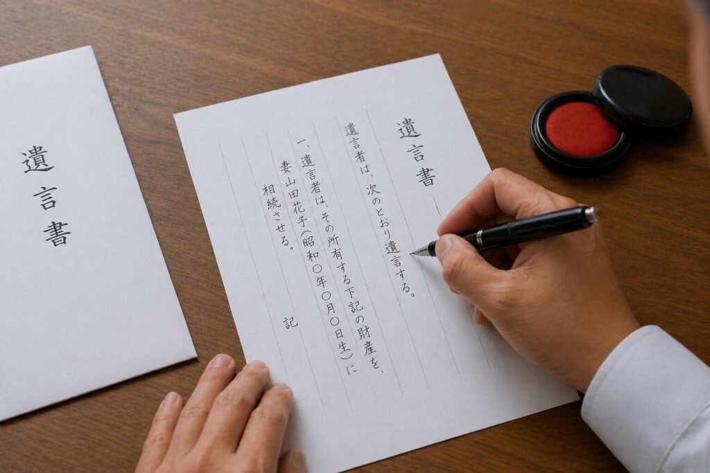 遺言書を書いている様子