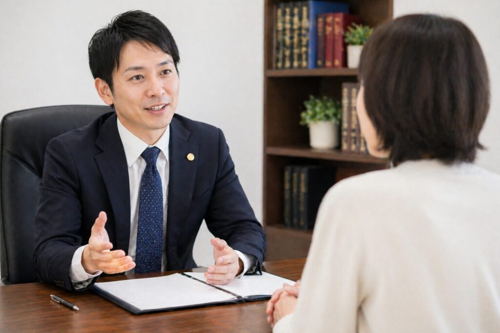 弁護士に相談している様子