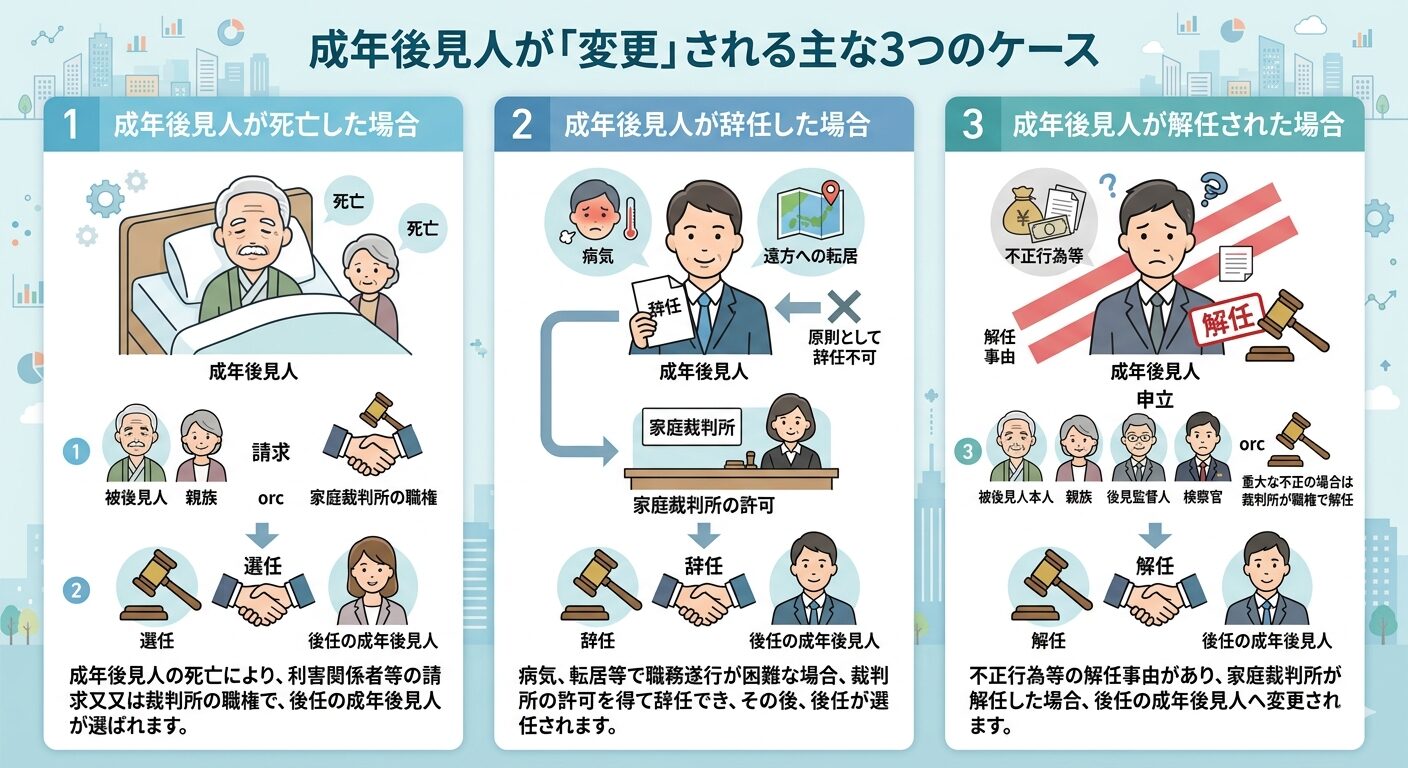 成年後見人が「変更」される主な3 つのケース