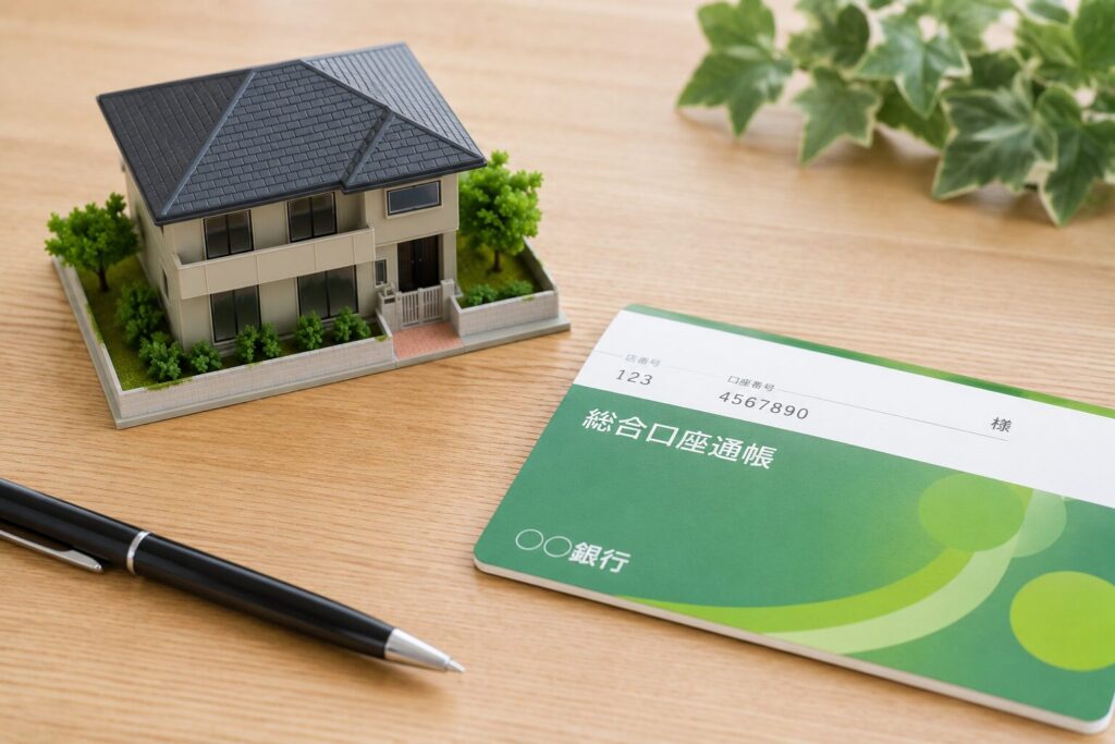 自宅の模型と通帳