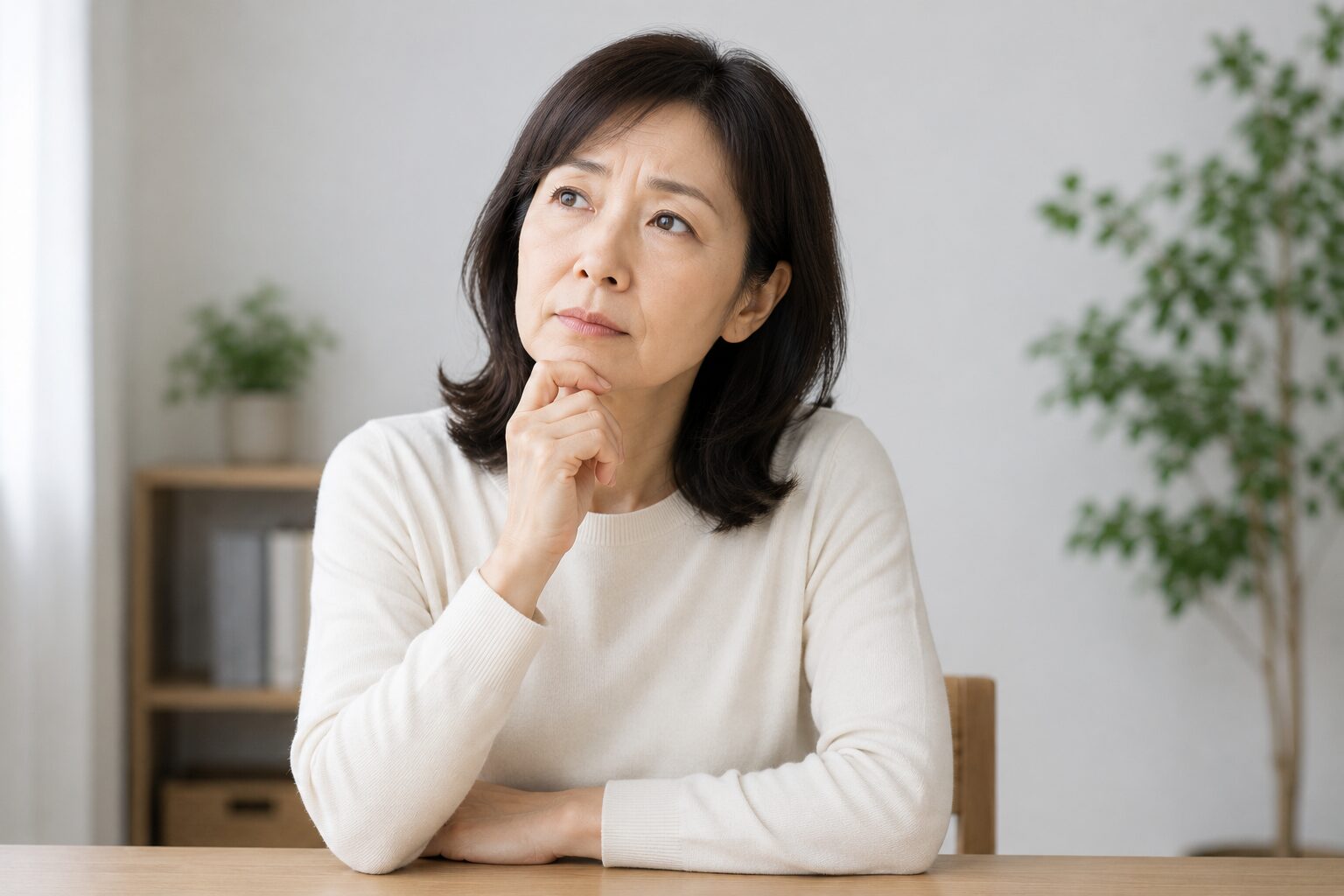 考え事をしている女性