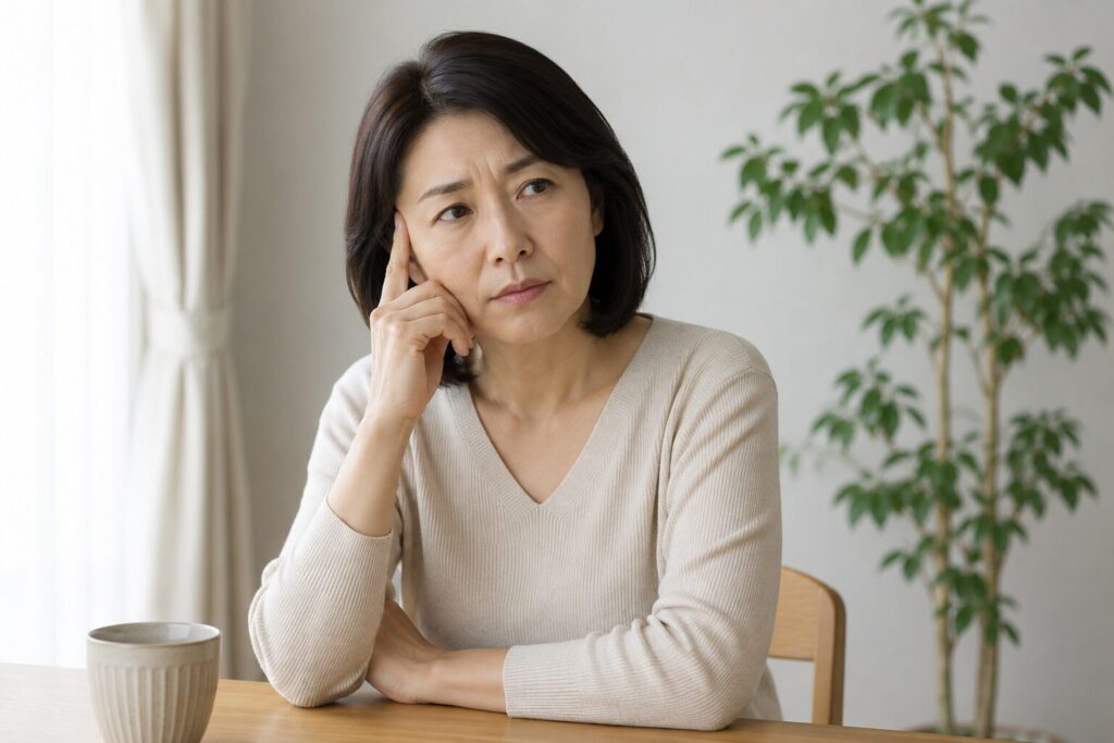 考え事をしている女性