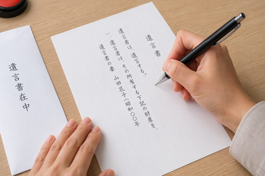 遺言書を書いている様子