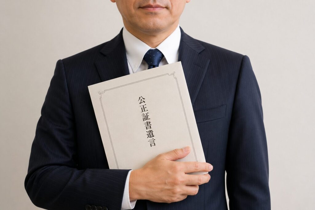 公正証書遺言を持っている男性