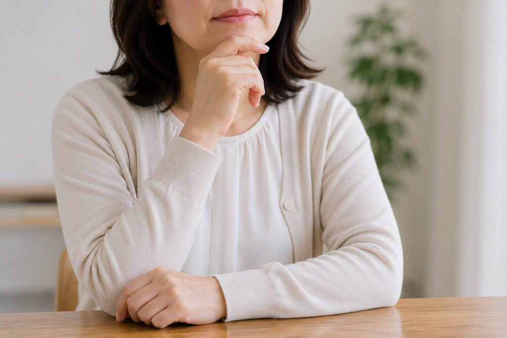 考え事をしている女性