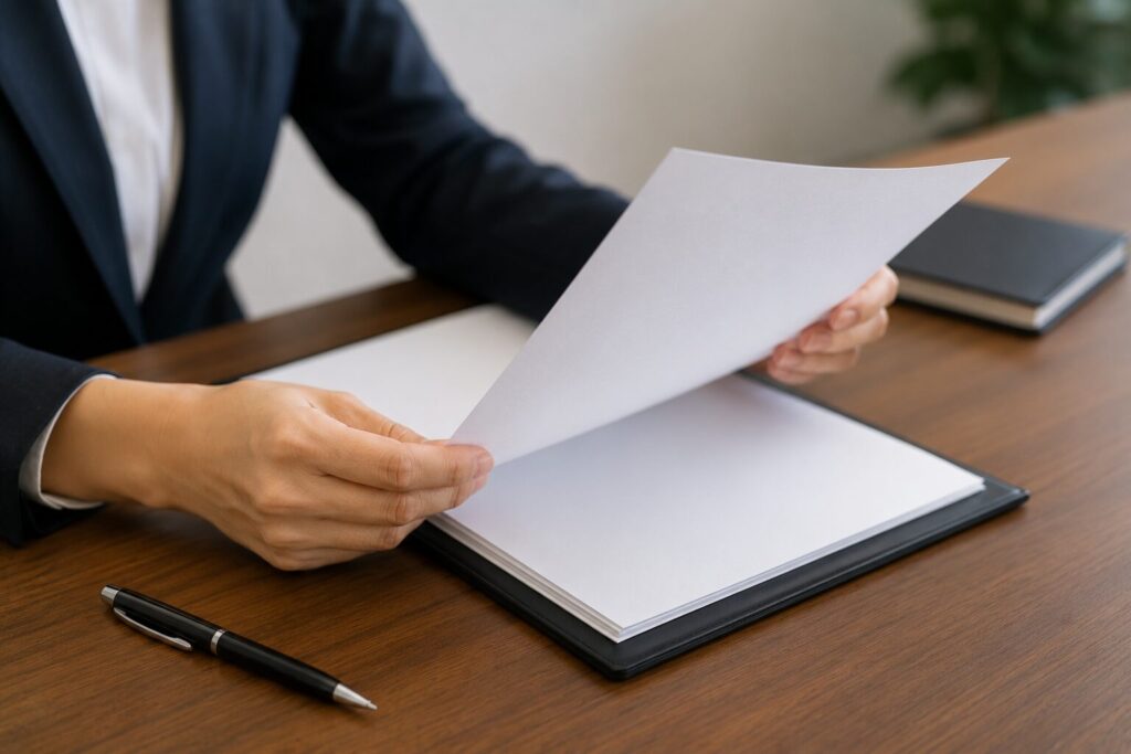 書類を見ている人の手元