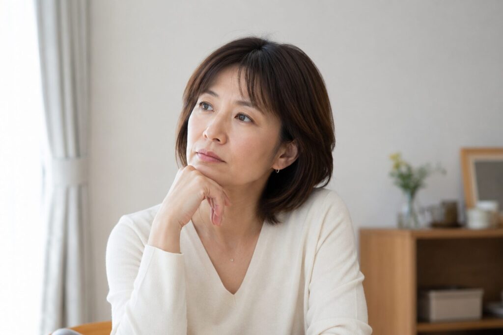 考え事をしている女性