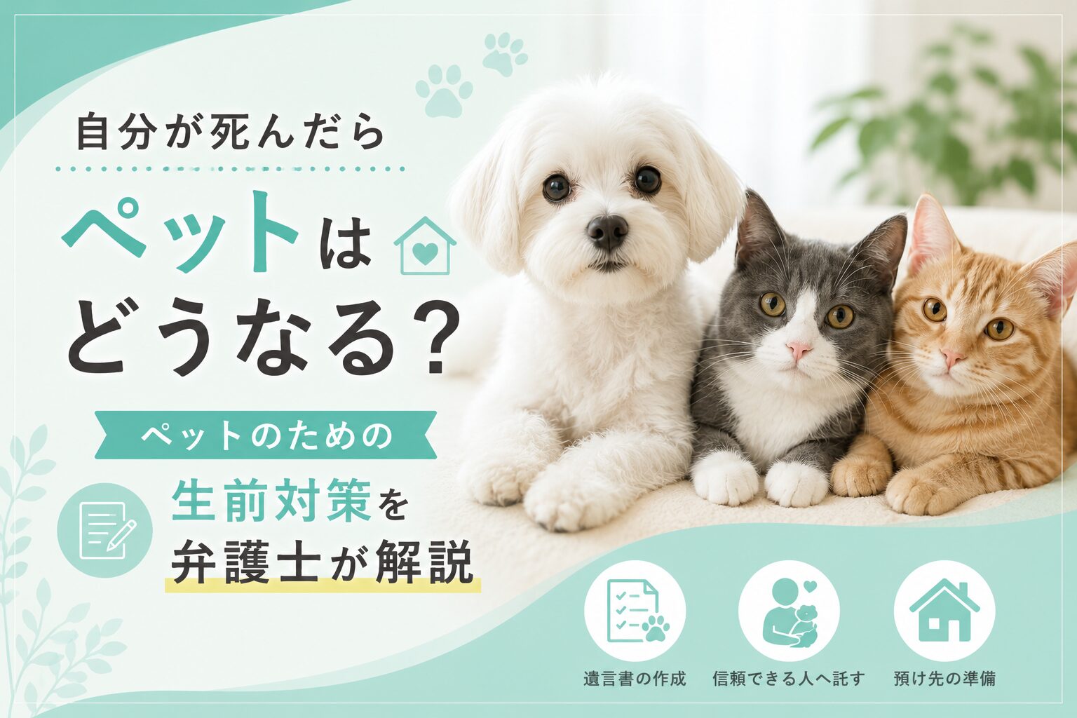 自分が死んだらペットはどうなる?|ペットのための生前対策を弁護士が解説