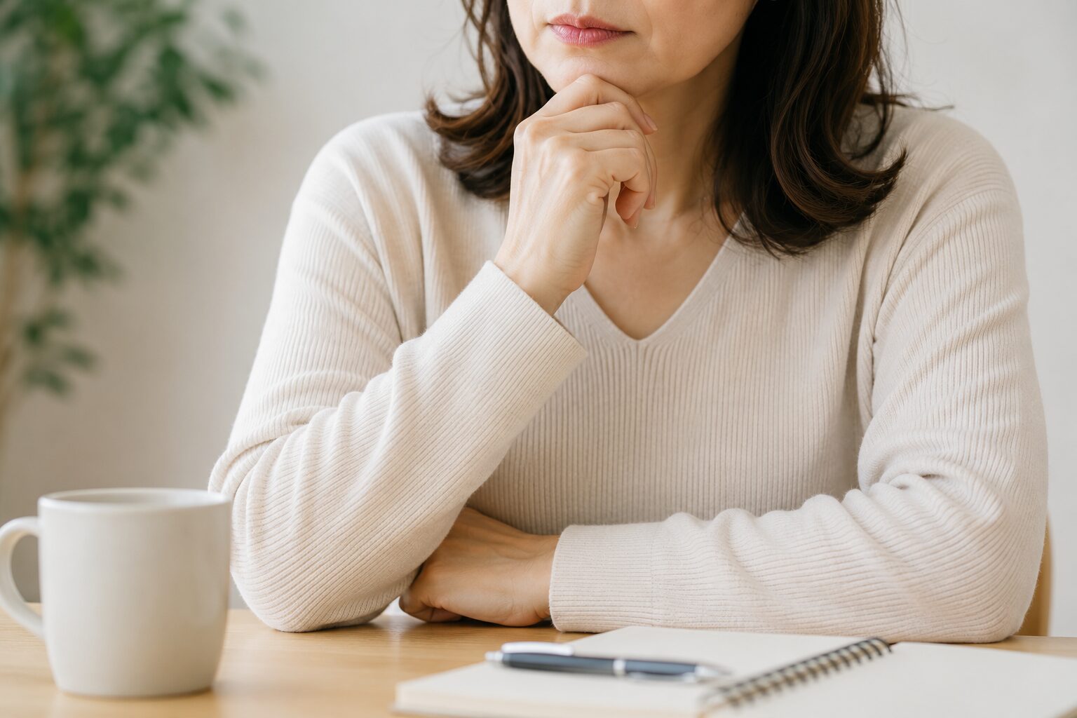考え事をしている女性