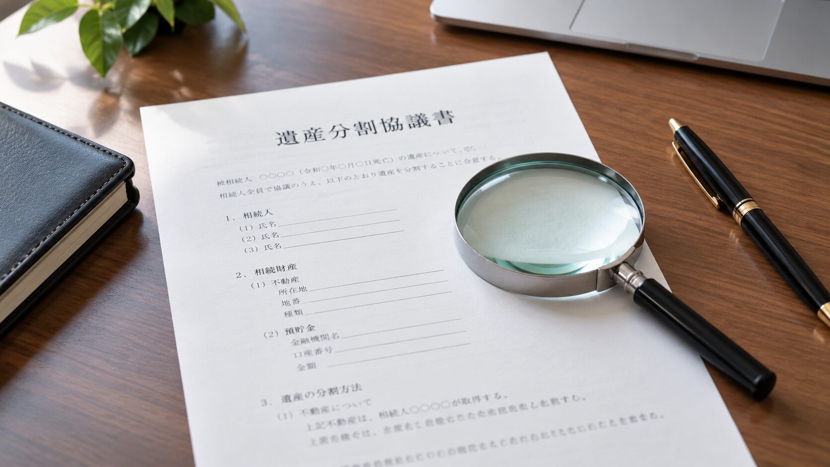 遺産分割協議書と虫眼鏡
